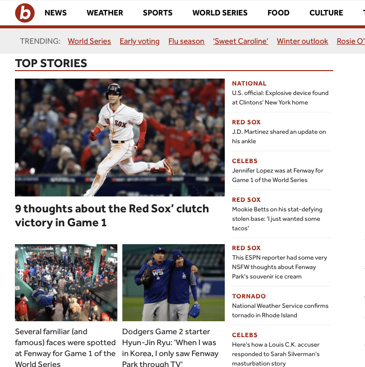 Boston.com homepage 24th